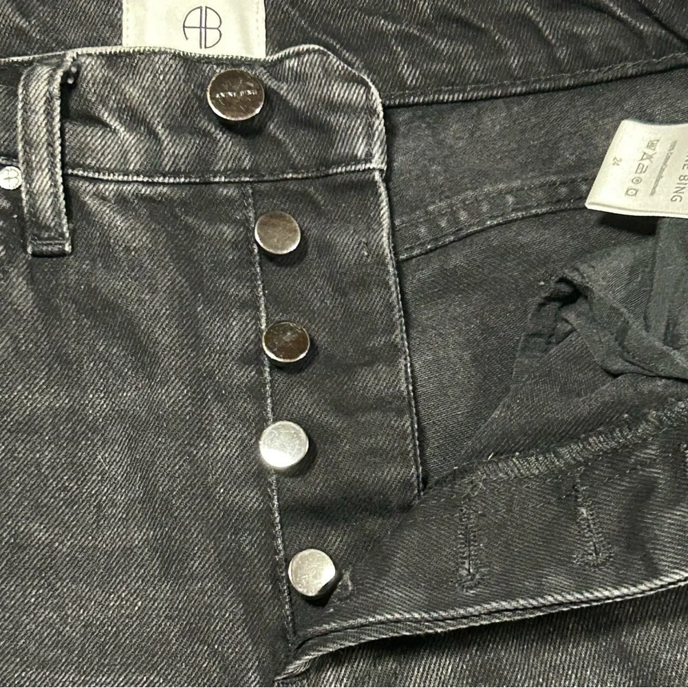 Anine Bing Sonya Straight Leg Jeans Dark Charcoal Size 24
